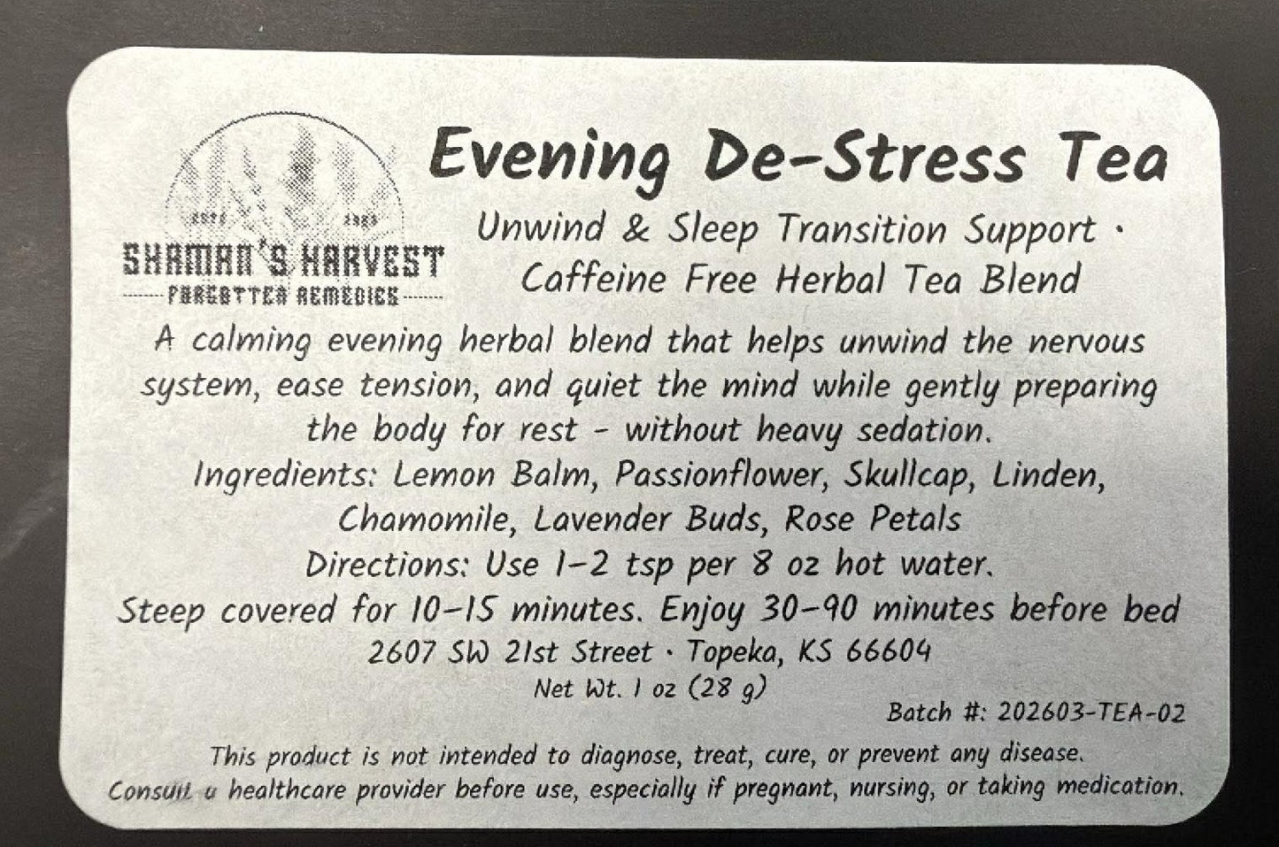 Evening De-Stress Tea - Unwind & Sleep Transition Support