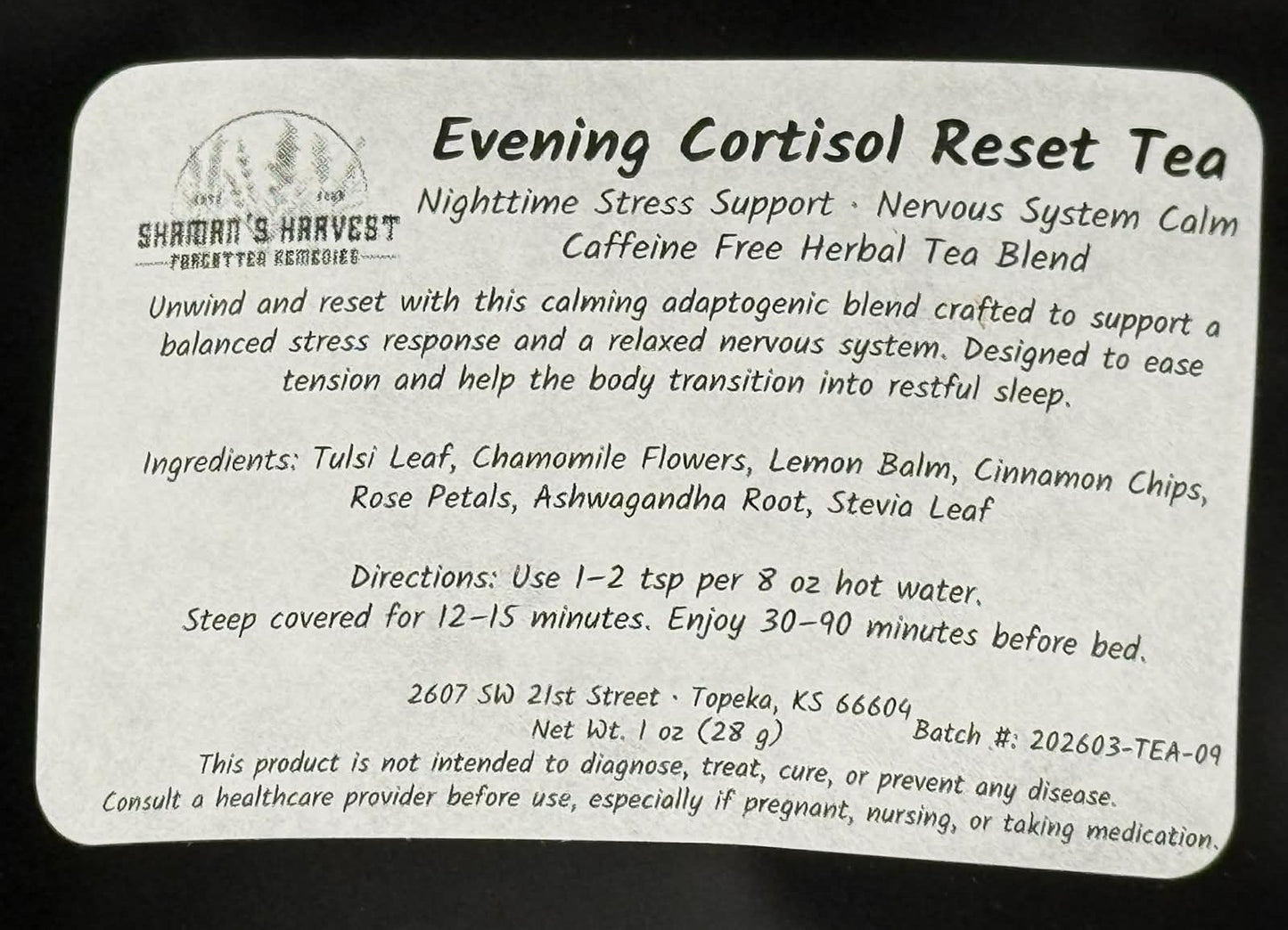 Evening Cortisol Reset Tea - Nighttime Stress Support · Nervous System Calm