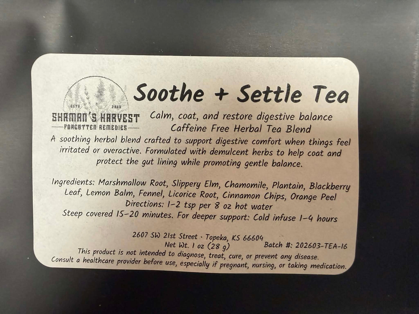 Soothe + Settle Tea - Calm, coat, and restore digestive balance.